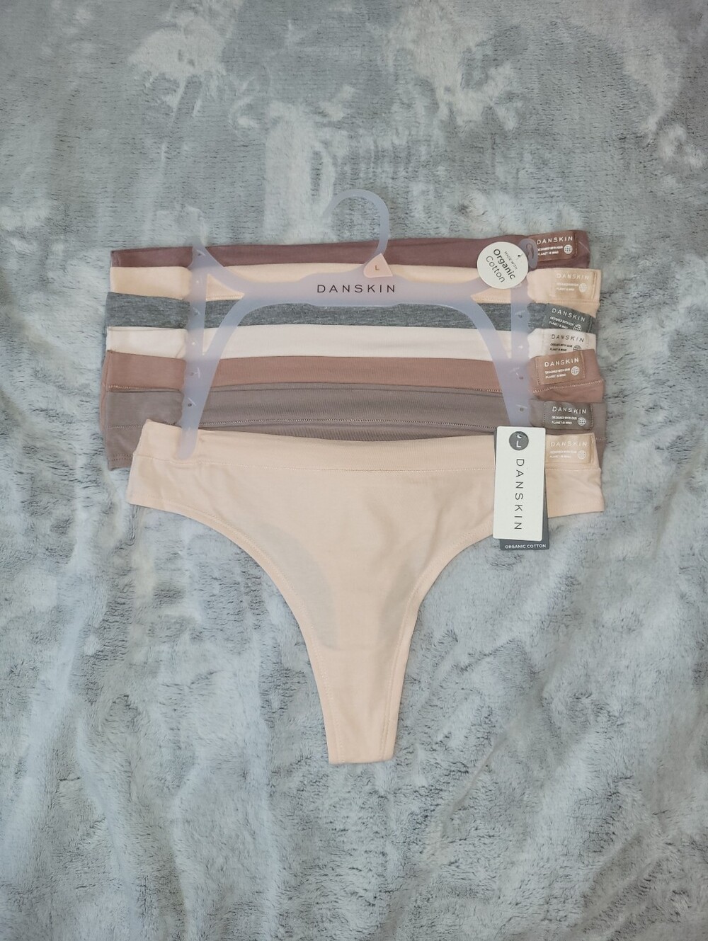 7-Pack Danskin Womens Large Thong Soft Organic Cotton Panties Underwear DS3531
